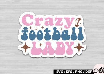 Crazy football lady Retro Stickers