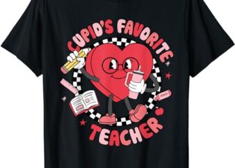 Cupid’s Favorite Teacher Cute Heart Valentines Day Women Kid T-Shirt