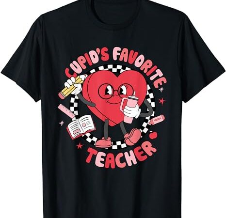 Cupid’s favorite teacher cute heart valentines day women kid t-shirt