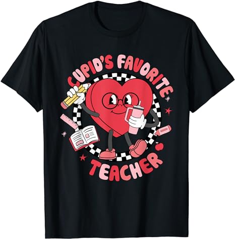 Cupid’s Favorite Teacher Cute Heart Valentines Day Women Kid T-Shirt