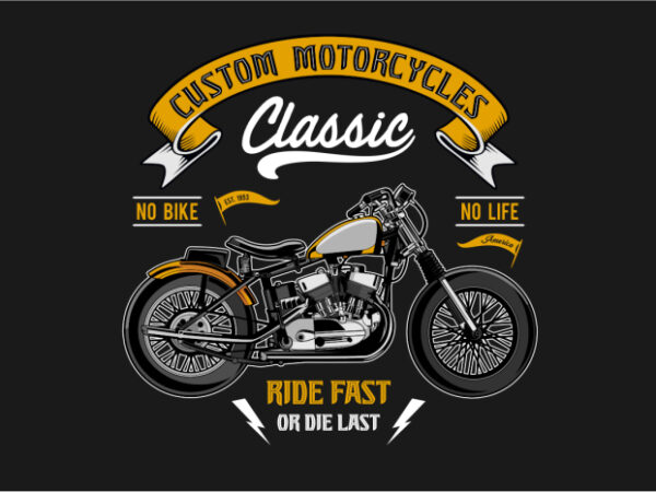 Custom motorcycles classic – the american motorbike series t shirt vector file