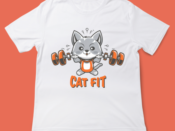 Cute cat doing exercise, gym cat, cat vector, cat love, t-shirt design, cat lover, instant download