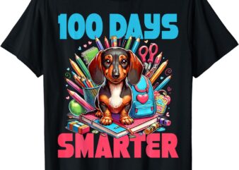 Cute Dachshund 100th Day Of School 100 Days Smarter T-Shirt