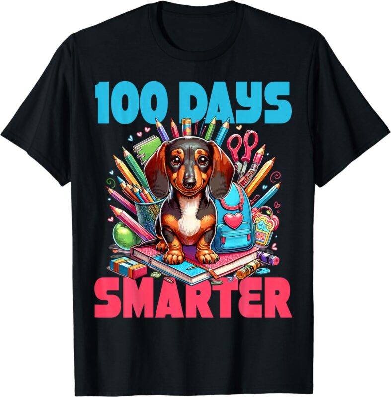 Cute Dachshund 100th Day Of School 100 Days Smarter T-Shirt