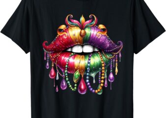 Cute Lips Mardi Gras Shirts For Women Girls Carnival Party T-Shirt