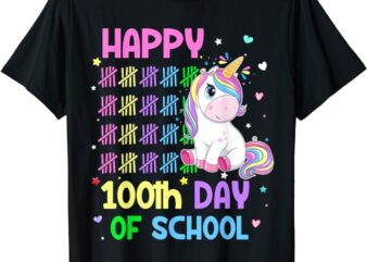 Cute Unicorn Happy 100th Day Of School Unicorn Girls Teacher T-Shirt
