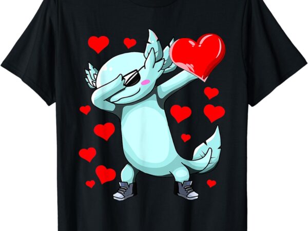 Dabbing axolotl heart valentines day as girls boys kids t-shirt