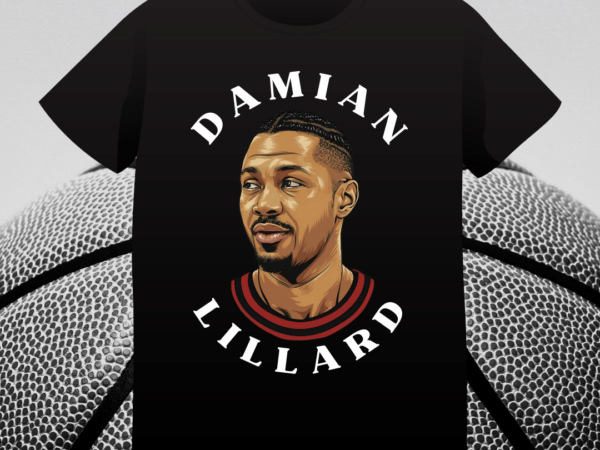 Damian lillard, nba, basketball, player, portrait, t-shirt design, portland trail blazers, american, fan art, nba tribute t-shirt