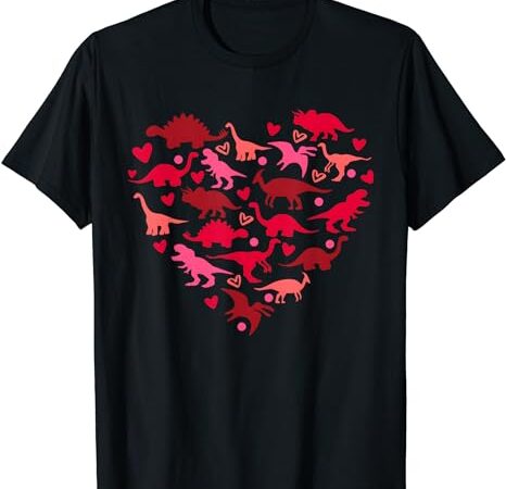 Dinosaur love heart t rex cute valentines day boys toddlers t-shirt