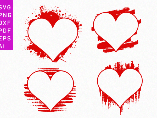 Distressed heart shape, grunge hearts design vector for valentines day