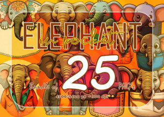 Elephant In Pocket 25 Clipart Perfect for Stylish T-Shirt Design Bundle