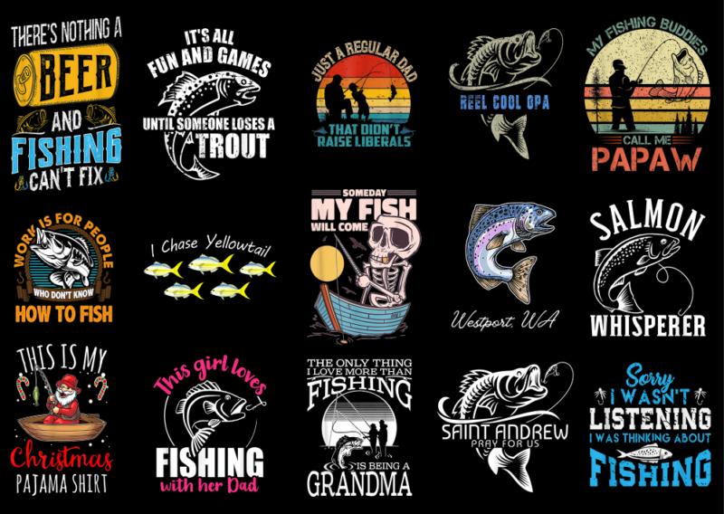 15 Fishing Shirt Designs Bundle, Fishing T-shirt, Fishing png file, Fishing digital file, Fishing gift, Fishing download, Fishing design 2