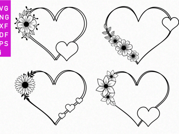 Floral heart shape svg design, flower hearts, valentines day, valentine t shirt design vector