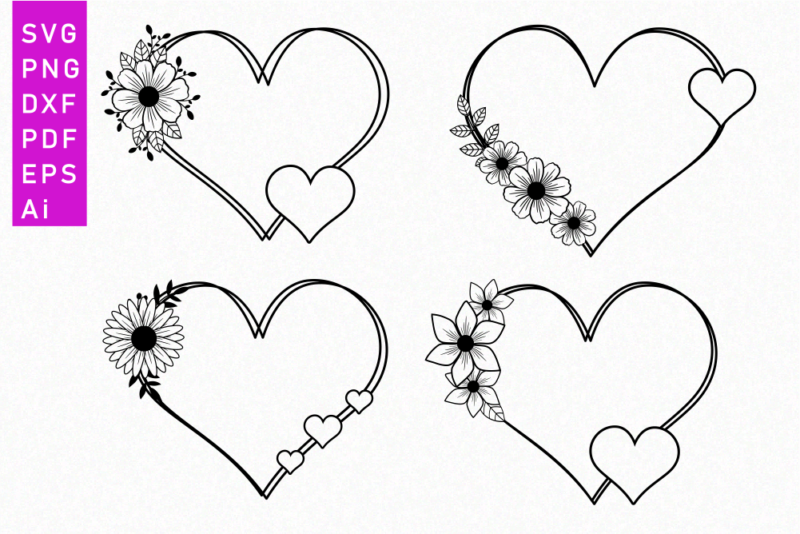 Floral Heart Shape SVG Design, Flower Hearts, Valentines Day, Valentine T shirt Design Vector