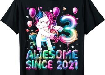 Flossing Unicorn 3 Year Old 3rd Birthday Girl Unicorn Party T-Shirt