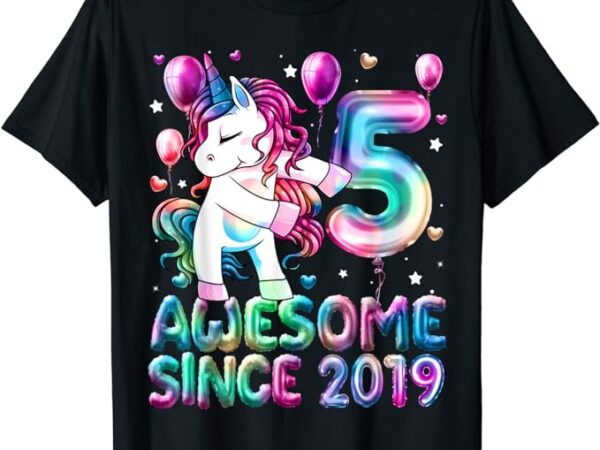 Flossing unicorn 5 year old 5th birthday girl unicorn party t-shirt