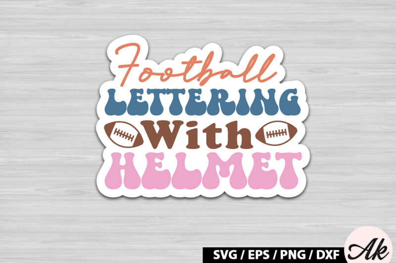 Football lettering with helmet Retro Stickers