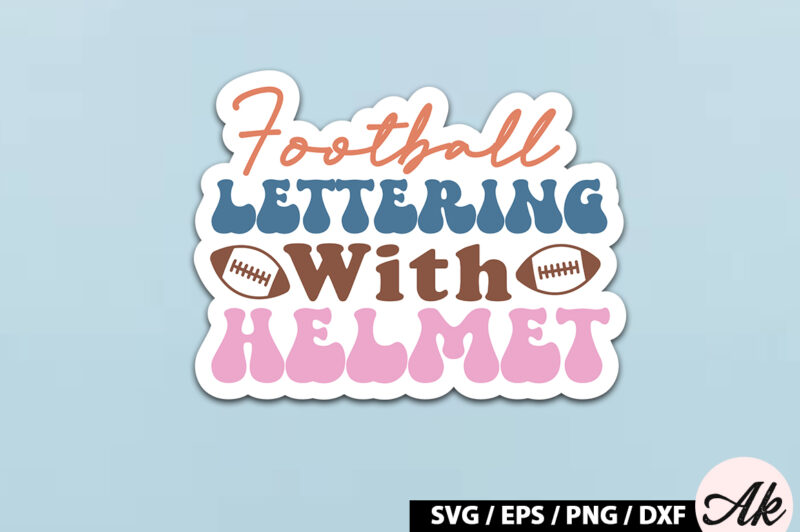 Football lettering with helmet Retro Stickers