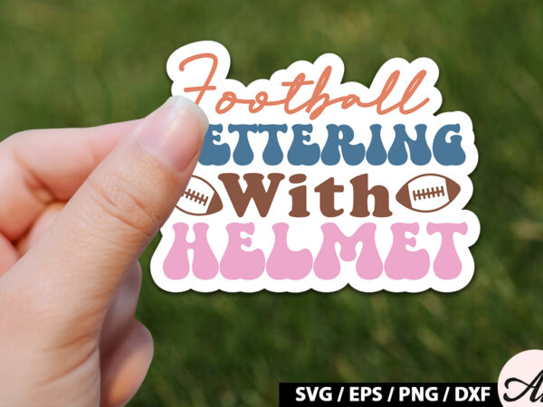 Football lettering with helmet retro stickers t shirt graphic design