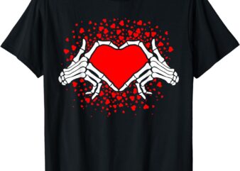 Funny Bones Love Skeleton Hand Heart Valentines Day T-Shirt