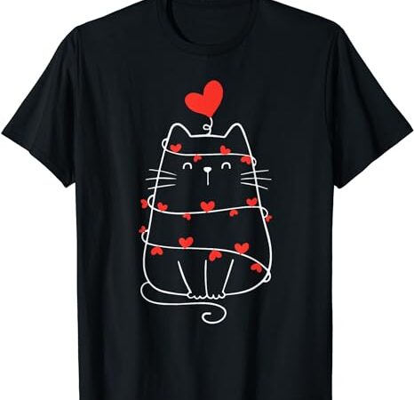 Funny heart cat valentine’s day heart cat lover valentine t-shirt