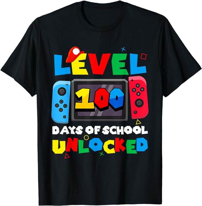 Game Controller Level 100 Days Of School Unlocked Boys T-Shirt