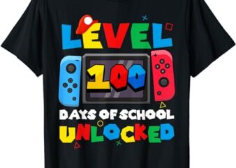 Game Controller Level 100 Days Of School Unlocked Boys T-Shirt