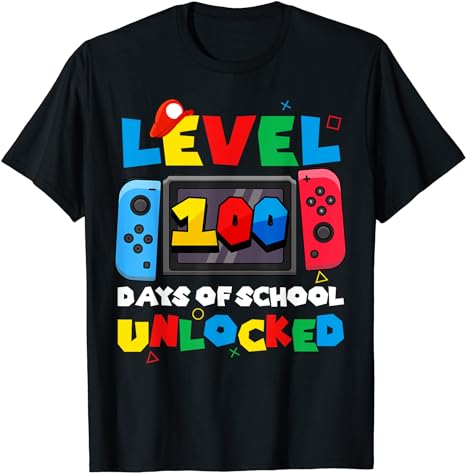 Game Controller Level 100 Days Of School Unlocked Boys T-Shirt