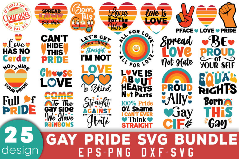 Gay Pride T-shirt Bundle Gay Pride SVG Bundle