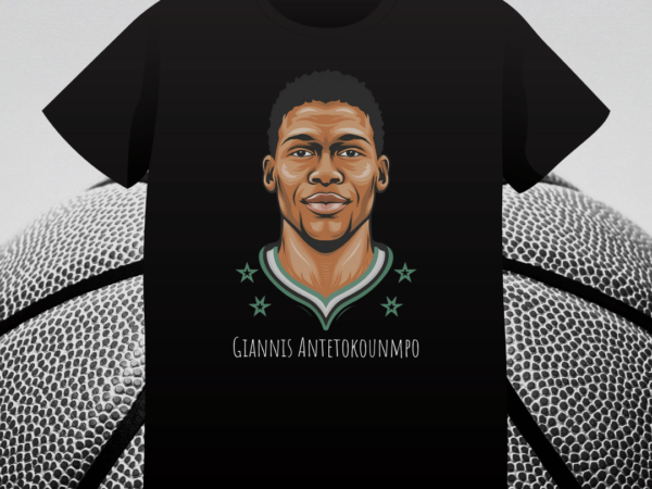 Giannis antetokounmpo, nba star, basketball, milwaukee bucks, t-shirt design, nba, fan art, instant download