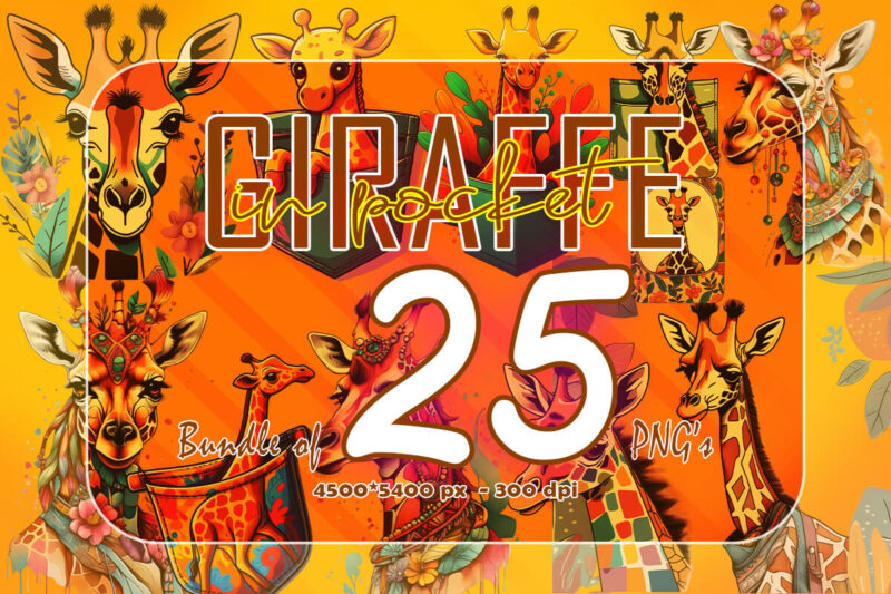 Giraffe In Pocket Illustration 25 Clipart Bundle