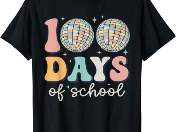Groovy 100 days of school retro disco 100th day teacher kids t-shirt
