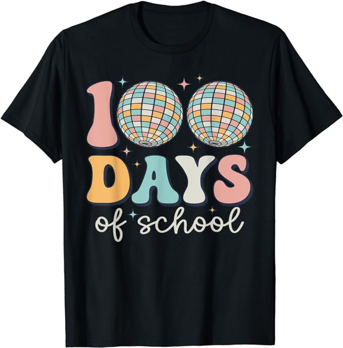 Groovy 100 Days of School Retro Disco 100th Day Teacher Kids T-Shirt