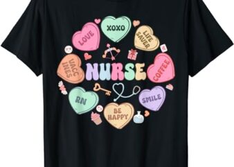 Groovy Heart Candy Nurse Valentines Day Men Women T-Shirt