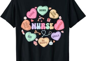 Groovy Heart Candy Nurse Valentines Day Men Women T-Shirt