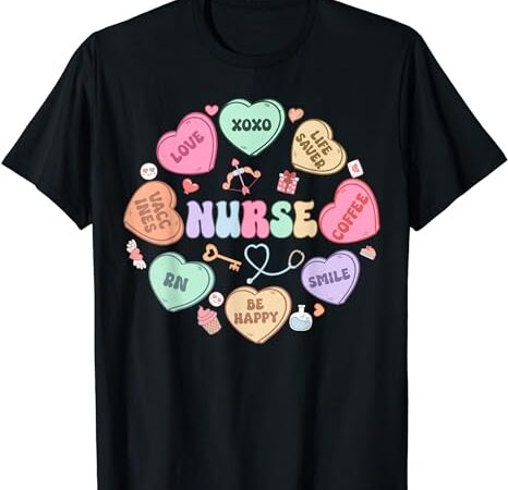 Groovy heart candy nurse valentines day men women t-shirt