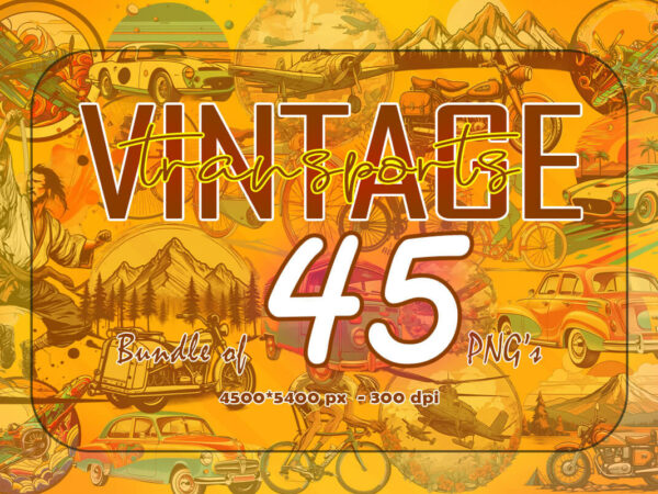 Vintage transport 45 png illustration in groovy style clipart as evergreen niches on pod t shirt vector art