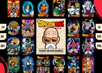 20 dragonball artwork for tshirt design bundle illustration