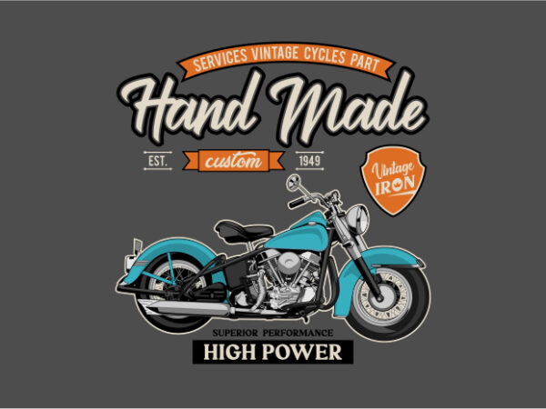 Hand made motorcycles graphic t shirt