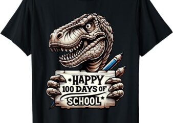 Happy 100 Days Of School Scary Funny Trex For Teachers, Kids T-Shirt