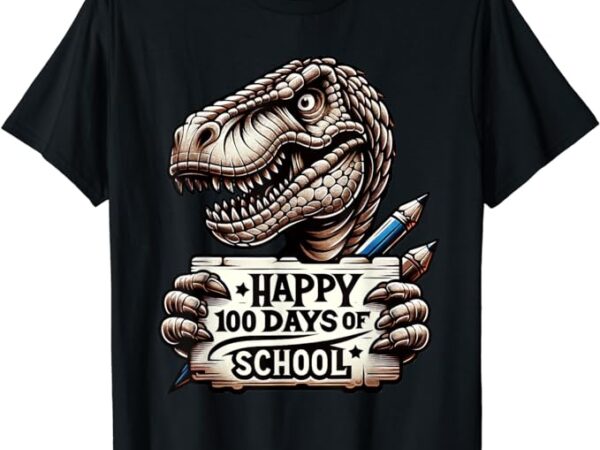Happy 100 days of school scary funny trex for teachers, kids t-shirt