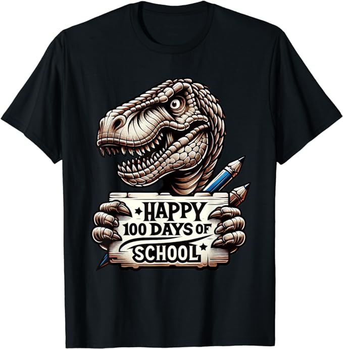 Happy 100 Days Of School Scary Funny Trex For Teachers, Kids T-Shirt