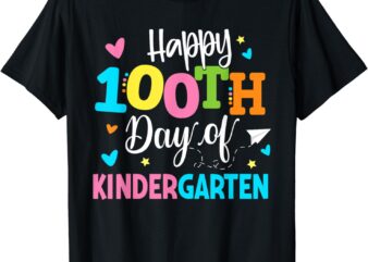 Happy 100th Day Of Kindergarten Shirt For Teachers Students T-Shirt