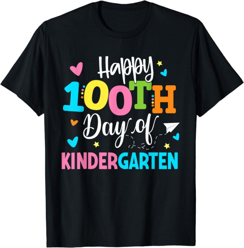 Happy 100th Day Of Kindergarten Shirt For Teachers Students T-Shirt