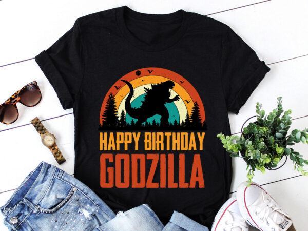Happy birthday godzilla birthday t-shirt design