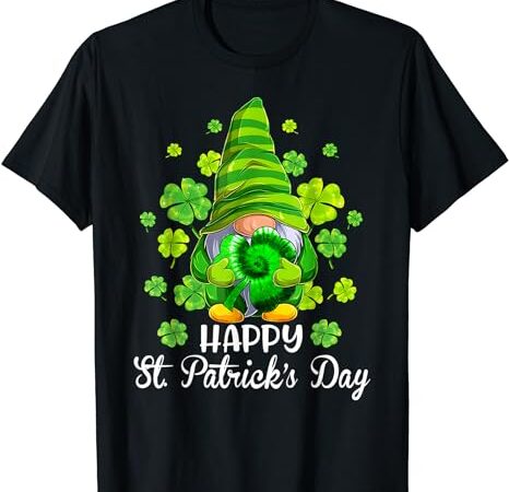 Happy st. patrick’s day gnome tie dye shamrock t-shirt