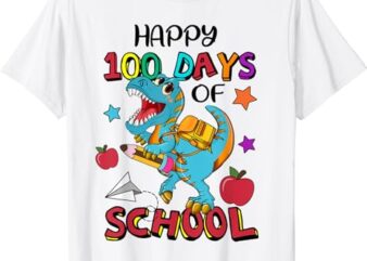 Happy100th Day of School Dinosaur 100 Days Kindergarten T-Shirt