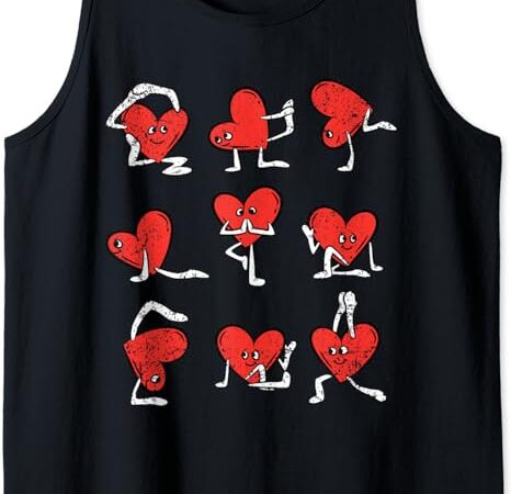 Heart yoga pose valentines day funny zen workout women tank top graphic t shirt