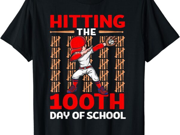 Hitting the 100th day of school baseball 100 days of school t-shirt