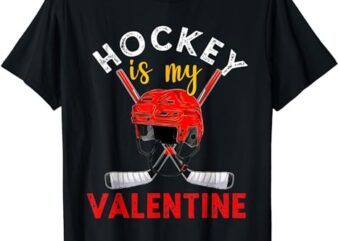 Hockey Is My Valentine Hockey Lover Valentines Day Mens Boys T-Shirt